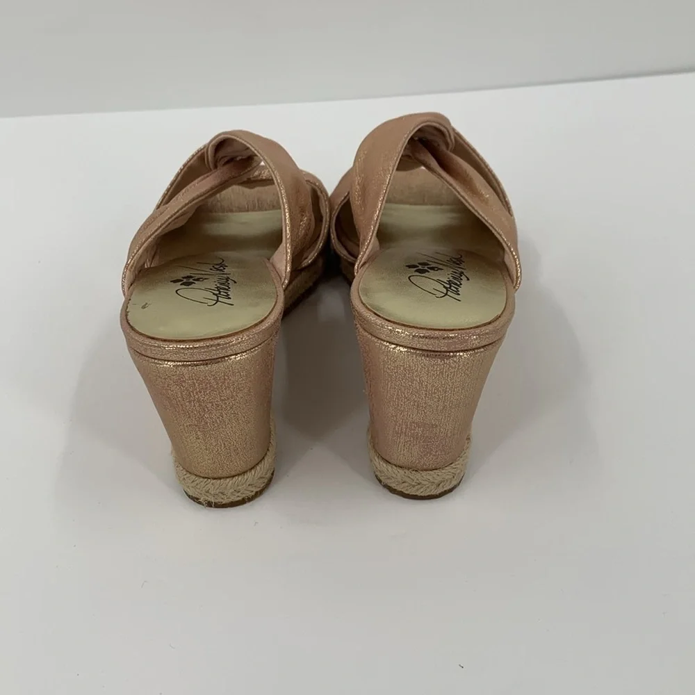 Patricia Nash Ricarda metallic leather slide espadrille sandal shoe rose gold 9